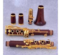 B Flat Clarinet For Beginner Red Wood Professional Clarinet Rosewood BB Gold-plated 17 Keys 18 Keys Solid Wood Sib Clarinet(18 KEYS)