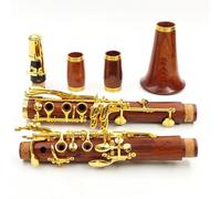 B Flat Clarinet For Beginner Red Wood Professional Clarinet Rosewood BB Gold-plated 17 Keys 18 Keys Solid Wood Sib Clarinet(17 KEYS)