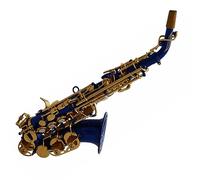 B-flat High-pitched Small Bend Saxophone Brass Blue Lacquer Tube Body Gold Key Saxophone Woodwind Instrument Saxophone for Student