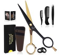B-FOKUS Multi-Use Mustache and Beard Scissors, 5-Inch German Steel Grooming Scissor for Beard and Mustache Care, Beard Scissors for Men Come with a Gorgeous Case (Golden Black)