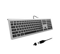 B.FRIENDIT USB Wired Keyboard with White Backlight, Compatible with Mac mini, iMac, MacBook, Plug and Play Full-Sized Keyboard for Office, Home Use