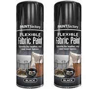 B&H Black Flexible Fabric & Vinyl Spray Paint Leather Textile Fast Drying 200ml (2), Pack of 2, Pack of 3, Pack of 6