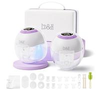 b&h Breast Pump Hands Free with Night Light, S33 Portable Electric Wearable Breastfeeding Pump, 4 Modes & 9 Levels, 17/19/21/24/27mm Flange, Baby Mouth Double-Sealed Flange, Milk Pump for Moms -Purple
