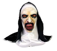 (B) Halloween Party Props Nun Scary Latex Mask With Headscarf Full Face Helmet Headgear For Devil Cosplay Mask