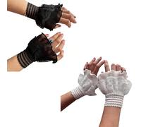 B-HOT 2 Pairs False Sleeves Lace Wrist Cuffs Floral Fleur A