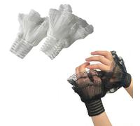 B-HOT 2 Pairs False Sleeves Lace Wrist Cuffs Floral Ruffle Layered Cuff Bracelet Detachable Fake Sleeves for Women Fleur C