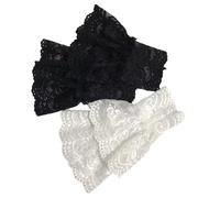 B-HOT 2 Pairs Lace Wrist Cuffs Women Detachable Wristband Elegant Arm Warmer Sleeves Fake Sleeve Bracelet for Wedding Party Black/White