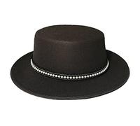 B-HOT Classic Wide Brim Fedora Hat for Women Men Felt Panama Flat Top Jazz Cap with Removable Band Coffee