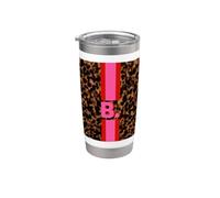 B Initial - Hot Pink and Red Stripe on Tortoiseshell Stainless Steel Insulated Tumbler