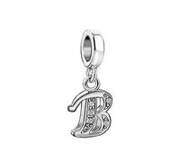 B Initial Letter Charm Compatible with Pandora Charms Bracelets Women Name Crystal Women Jewellery Mom Wife Birthday