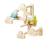 B Irdcage Perches, Parrot Swing Toy, Food Bowl Stand, Natural Wood, Removable Bowl, 32x28.5x11cm, For Outdoor Rest Lovebirds Trip Travel Play Home Indoor Exercise