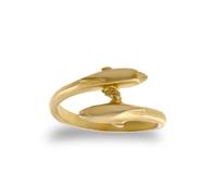 (B) Jewelco London Girls Solid 9ct Yellow Gold Double Dolphin Crossover Torque Baby Ring - JBR015
