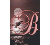B Journal: A Monogrammed B Initial Capital Letter Notebook For Writing And Notes: Red Gold Dolphin Moon Beach Ocean Animal Print