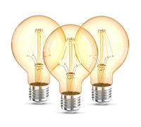 B.K.Licht 3 Vintage Light Bulbs, E27 Edison Screw, 4W, 320Lm, Warm White Light 2200K, LED Filament Bulb, Globe Shape G80, Retro Amber Glass, Old Fashioned, Pack of 3