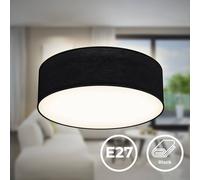 B.K.Licht - Fabric Ceiling Light - Flush Mount Textile Lampshade, 1 E27 Socket, max. 40 watt Bulb, Living Room, Bedroom & Hallway Lighting, Soft Light, 30x10 cm, Black
