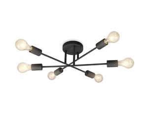 B.K.Licht Black 6xE27 Requires Bulb Ceiling Light B.K.Licht Black