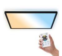 B.k.licht Black Bathroom Ceiling Light 22W, 3000Lm, 2700-6500K Slim Panel Dimmable Remote Ip44, 420X420X29mm