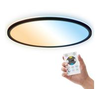 B.k.licht Black Bathroom Led Ceiling Light 22W, 3000Lm, 2700-6500K Cct Slim Panel Dimmable Remote Ip44, 420X29mm