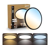 B.K.Licht - LED Panel with Remote Control, Slim, Dimmable, Adjustable CCT from Warm to Daylight White, IP44, Ceiling Lights, Bathroom Light, Bathroom Lights Ceiling, Living Room, 42x3 cm, Black