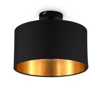 B.k.licht Bulb Socket E27 Black Gold Fabric Shade Ceiling Lamp (Dia)30Cm