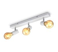 B.K.Licht Ceiling Light, 3 Rotatable Spots, E27 Sockets, Bulbs not Included, Spotlight for Kitchen, Dining Room & Bedroom, White Lamp, Metal Spot Bar, Swivel Design IP20 230V