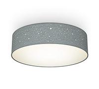 B.K.Licht Ceiling Light, Grey Fabric Lampshade Star Pattern Effect, 2 E27 sockets for Bulbs max.40W, Round Ceiling lamp for Living and Dining Room, Children's Room, Bulbs not Included, Ø14.9in