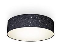 B.K.Licht - Ceiling Light with Fabric Light Shade and Star Effect, 2 x E27, max. 40W Bulbs, Living Room, Bedroom Ceiling Lights, Children's Room, Starry Sky Lamp Shade, Soft Light, 38x10 cm, Black