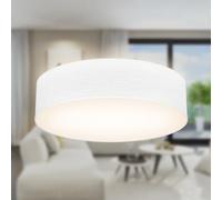 B.K.Licht - Ceiling Light with Fabric Light Shade, Flush Mount Light Fitting, 2 E27 Sockets, max. 40 watt Bulb, Livingroom, Bedroom Ceiling Lights, Hallway Lighting, Soft Light Lamp, 38x10 cm, White