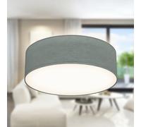 B.K.Licht - Fabric Ceiling Light, Flush Mount Textile Lampshade, 1 E27 Socket, max. 40 watt Bulb, Livingroom Ceiling Light, Bedroom Ceiling Light, Hallway Lighting, Soft Light Lamp, 30x10 cm, Grey