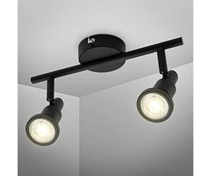 B.K.Licht Ceiling Mounted 2 Spots LED Light I 2 x 4,8W GU10 Bulbs incl. I IP44 I Swivel-Mounted Ceiling Light I Bathroom Ceiling lamp