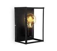 B.K.Licht Ceiling or Wall lamp, E27 Socket, Bulb not Included, Black Metal, cage Shape, Flush Mount Ceiling Light for Entrance or Hallway, Small Sconce 26,2x17,2x14cm/10,3x6,7x5.5in