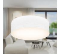 B.K.Licht Fabric Ceiling Light - Flush Mount Textile Lampshade, 1 E27 Socket, 40 Watt Max, Livingroom, Bedroom, Hallway Lighting, Soft Light, 30x10 cm, White