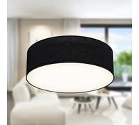 B.K.Licht - Fabric Ceiling Light - Flush Mount Textile Lampshade, 1 E27 Socket, max. 40 watt Bulb, Living Room, Bedroom & Hallway Lighting, Soft Light, 30x10 cm, Black