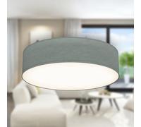 B.K.Licht - Fabric Ceiling Light, Flush Mount Textile Lampshade, 2 E27 Sockets, max. 40 watt Bulb, Livingroom Ceiling Light, Bedroom Ceiling Light, Hallway Lighting, Soft Light Lamp, 38x10 cm, Grey