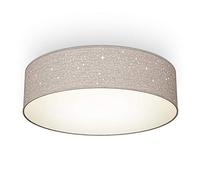 B.K.Licht - Fabric Ceiling Light with Star Effect, 2 x E27 Sockets, max. 40 watt Bulb, Livingroom Ceiling Light, Bedroom Ceiling Light, Children's Room, Starry Sky lamp, Soft Light, 38x10 cm, Taupe