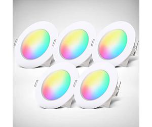 B.K.Licht I 5er Set RGBW Bathroom Recessed Lights LED I Bathroom Recessed Spotlight Coloured I Remote Control I Ø70 mm Hole Drilling I Dimmable I 92x45 (DxH) I White