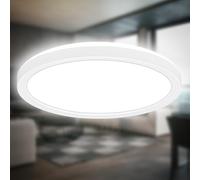 B.K.Licht - Indirect LED Ceiling Light, 3 cm Thick, Neutral White Light, LED Lamp, LED Ceiling Light, Living Room Light, LED Panel, Kitchen Light, Ceiling Light, 24 x 3 cm, White