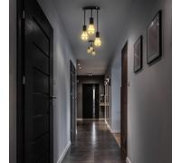 B.K. Licht Indu ceiling light, black, metal, 3-bulb, E27