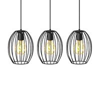 B.k.licht Bulb Socket E27 Black 3 Lamp Pendant Light