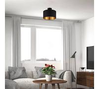 B.K. Licht Kari ceiling light, black/gold, textile, E27