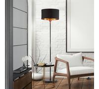 B.K. Licht Kari floor lamp, straight, black/gold, textile, E27