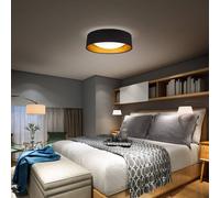 B.K. Licht Kari LED ceiling light, black/gold, textile, 4,000 K