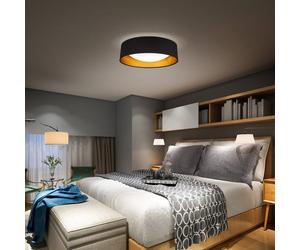 B.K. Licht Kari LED ceiling light, black/gold, textile, 4,000 K