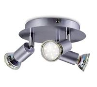 B.K.Licht LED 3 Spot Ceiling Mounted Spotlight with 3X 3W GU10 Bulbs Included and Swivel Design, Titanium
