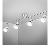 B.K.Licht - LED Ceiling Light Spotlight Bar, 4x5W GU10 Bulbs Incl, Rotatable Heads, Neutral White Light, Living Room, Bedroom, Kitchen, 60.5x10.5cm, Matt Nickel