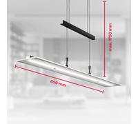 B.K. Licht LED hanging light Tick black, glass, dimmable, height-adjustable