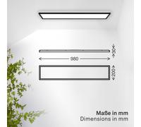 B.K. Licht LED panel Shallow on/off, 98 x 20 cm, black, 840 backlight