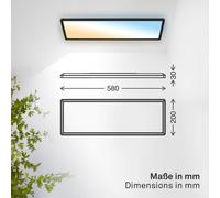B.K.Licht - LED Panel with Remote Control, Slim, Dimmable, Adjustable CCT from Warm to Daylight White, IP44, Ceiling Lights, Bathroom Light, Bathroom Lights Ceiling, Living Room, 58x20x3 cm, Black