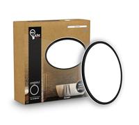 B.K.Licht - LED Panel, Slim, 4000K Neutral White, Indirect Backlighting, IP44 Splash-Proof, Ceiling Lights, Bathroom Light, Bathroom Lights Ceiling, Living Room, 24 x 3 cm, Black