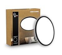 B.K.Licht - LED Panel, Slim, 4000K Neutral White, Indirect Backlighting, IP44 Splash-Proof, Ceiling Lights, Bathroom Light, Bathroom Lights Ceiling, Living Room, 29 x 3 cm, Black